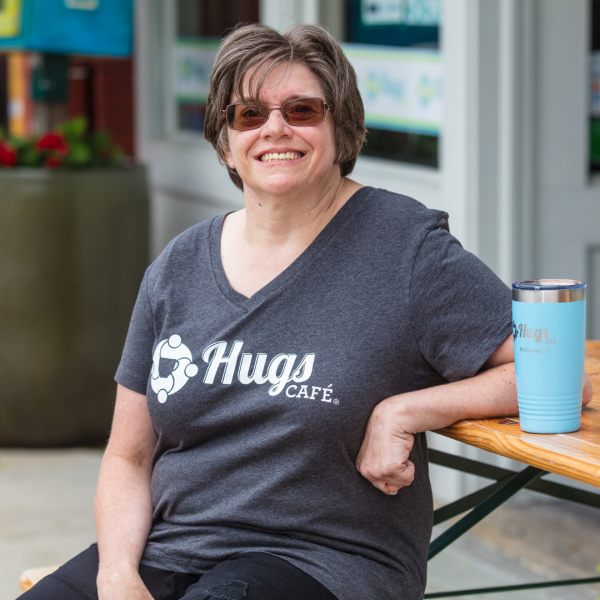 Hugs Cafe V-Neck Heathered Charcoal