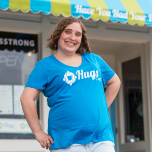 Hugs Cafe Women's V-Neck Bright Turquoise